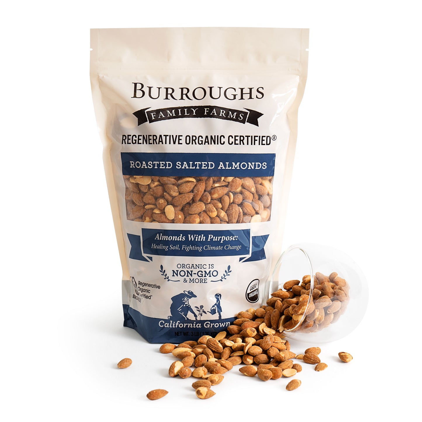 Regenerative Organic Roasted Salted Almonds | 3 Pound