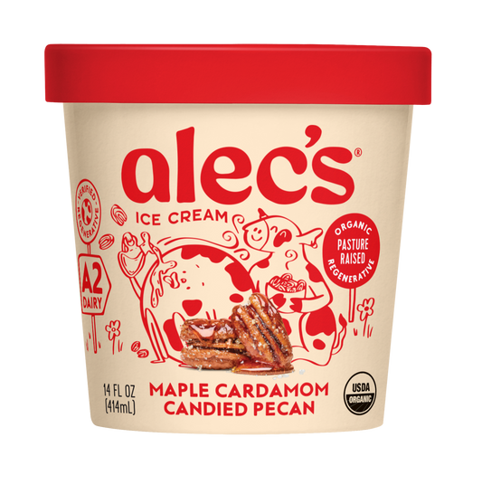 Maple Cardamom Candied Pecan Organic A2 Ice Cream: 14 fl oz
