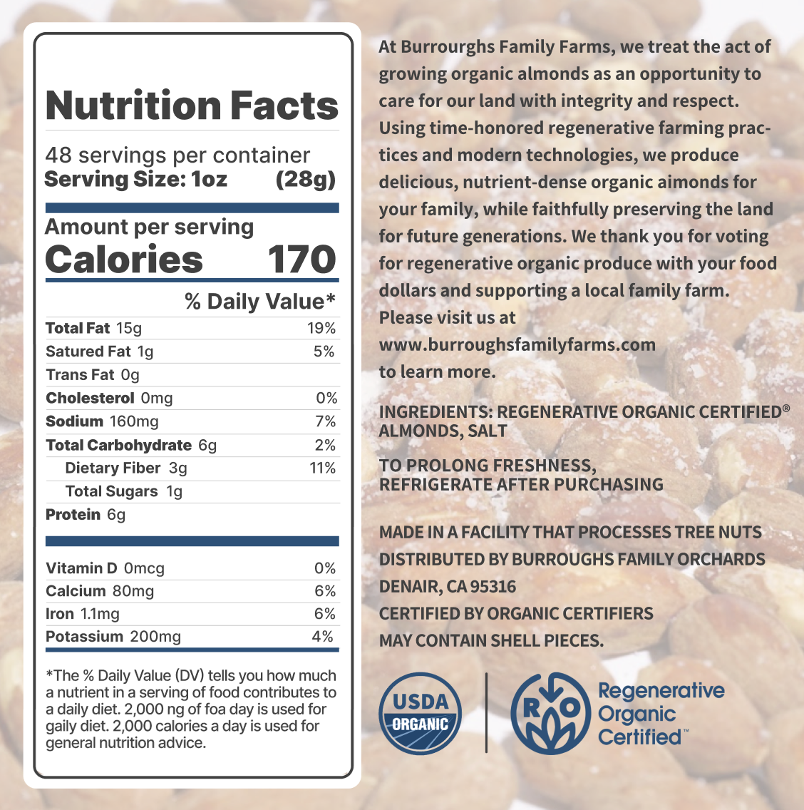 Regenerative Organic Roasted Salted Almonds | 3 Pound