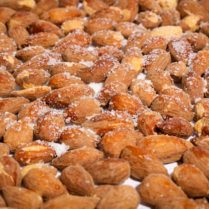 Close-up of roasted salted almonds
