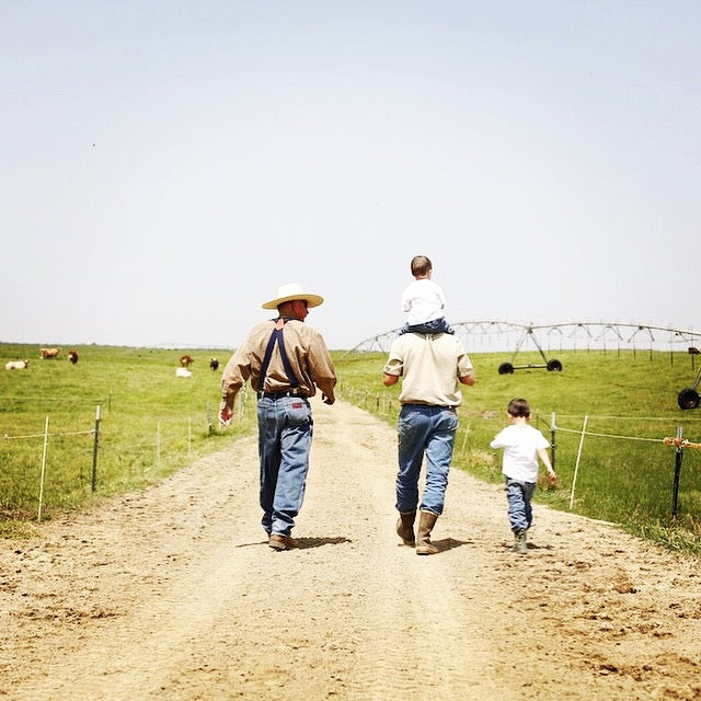 Photo of a family walking their farm