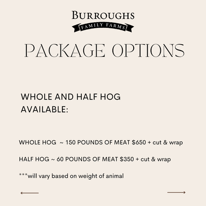 Package options graphic listing whole hog and half hog