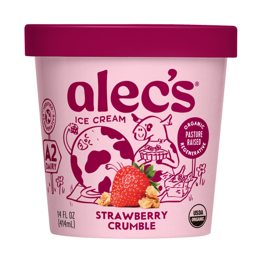 Strawberry Crumble Organic A2 Ice Cream: 14 fl oz