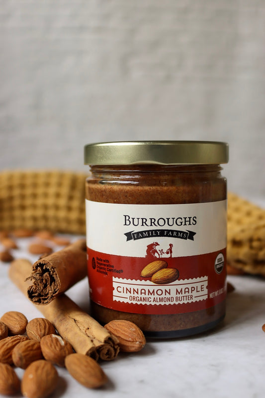 Organic Cinnamon Maple Almond Butter made with ROC Almonds